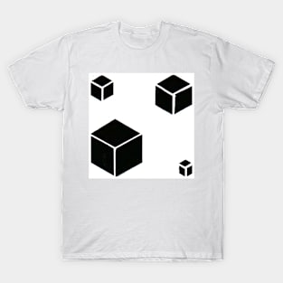 White and Black Cubes Geometric Abstract Acrylic Painting T-Shirt